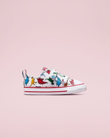 Girls' Converse Chuck Taylor All Star Easy-On Dinosaurs Low Top Shoes White / Red / Blue | AU 3541EG